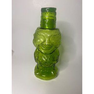 Vintage Indiana Glass Tiara Old Man Mountaineer Whiskey Decanter Bottle Green